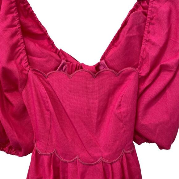 NWT OPT April Scalloped Dress Magenta Medium - Picture 6 of 15